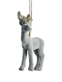 Décoration de sapin de Noël Deer haut. 9 cm, 2 pièces, Plastique, Gris, larg. 6 x haut. 9 cm