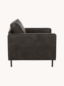 Fauteuil Hunter van gerecycled leer, Frame: massief grenenhout, vezel, Poten: gepoedercoat metaal Dit p, Leer antraciet, B 87 x D 95 cm