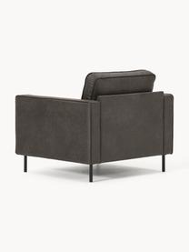 Fauteuil Hunter van gerecycled leer, Frame: massief grenenhout, vezel, Poten: gepoedercoat metaal Dit p, Leer antraciet, B 87 x D 95 cm