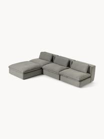 Modulares Ecksofa Felix mit Hocker, Bezug: 100 % Polyester Der strap, Gestell: Massives Kiefern- und Fic, Füße: Kunststoff Dieses Produkt, Webstoff Dunkelgrau, B 300 x T 210 cm