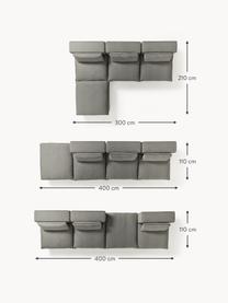 Narożna sofa modułowa z pufem Felix, Tapicerka: 100% poliester Dzięki tka, Nogi: tworzywo sztuczne Ten pro, Ciemnoszara tkanina, B 300 x T 210 cm