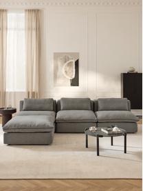 Modulares Ecksofa Felix mit Hocker, Bezug: 100 % Polyester Der strap, Gestell: Massives Kiefern- und Fic, Füße: Kunststoff Dieses Produkt, Webstoff Dunkelgrau, B 300 x T 210 cm