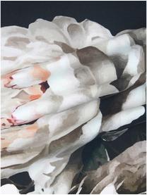 Baumwollsatin-Kissenbezug Blossom, 65 x 65 cm, Webart: Satin Fadendichte 210 TC,, Schwarz, mit Blumen-Print, B 65 x L 65 cm