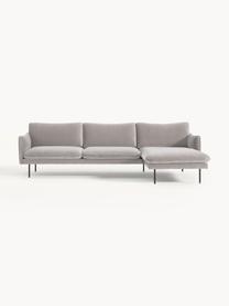 Samt-Ecksofa Moby, Bezug: Samt (Hochwertiger Polyes, Gestell: Massives Kiefernholz, Samt Greige, B 280 x T 160 cm, Eckteil rechts