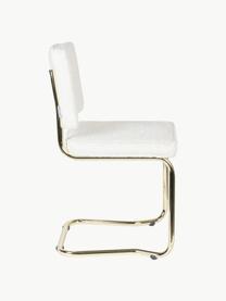 Plyšové konzolové stoličky Kink, 2 ks, Plyšová biela, odtiene zlatej lesklá, Š 48 x H 48 cm