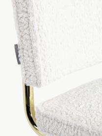 Chaises cantilever en tissu peluche Kink, 2 pièces, Peluche blanc, cadre laiton, larg. 48 x prof. 48 cm