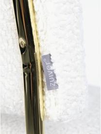 Silla cantilever en borreguillo Kink, 2 uds., Tapizado: borreguillo (100% poliést, Patas: plástico, Borreguillo blanco, dorado brillante, An 48 x F 48 cm