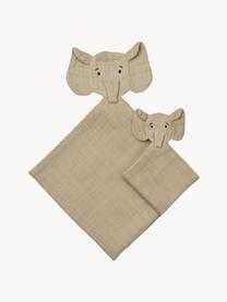 Set di 2 doudou morbidi in cotone organico Alya, 100% cotone organico certificato GOTS, Elefanti, Set in varie misure