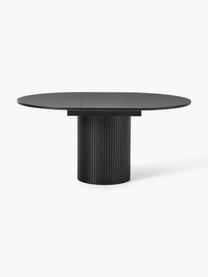 Rozkládací jídelní stůl s drážkovanou strukturou Filo, 120-160 x 75 cm, Dubové dřevo, černě lakované, Š 120/160 cm, H 120 cm