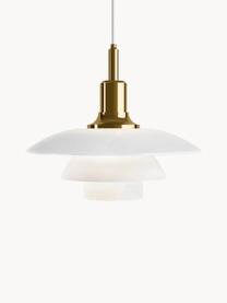 Lampada a sospensione in vetro soffiato PH 3½-3, Paralume: vetro opalino soffiato a , Dorato, bianco, Ø 33 x Alt. 29 cm