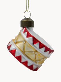 Ciondoli albero di Natale dipinti a mano Tambur 4 pz, Vetro, Rosso, bianco, dorato, Ø 5 x Alt. 5 cm