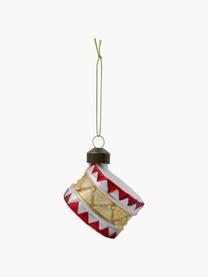 Ciondoli albero di Natale dipinti a mano Tambur 4 pz, Vetro, Rosso, bianco, dorato, Ø 5 x Alt. 5 cm