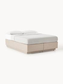 Boxspringbett Enya mit Stauraum, Bezug: 100 % Polyester Der strap, Matratze: 5-Zonen-Taschenfederkern, Webstoff Beige, B 140 x L 200 cm, Härtegrad H2