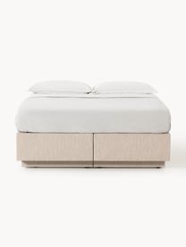 Boxspringbett Enya mit Stauraum, Bezug: 100 % Polyester Der strap, Matratze: 5-Zonen-Taschenfederkern, Webstoff Beige, B 140 x L 200 cm, Härtegrad H2