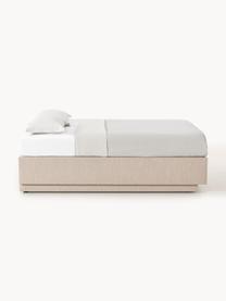 Boxspringbett Enya mit Stauraum, Bezug: 100 % Polyester Der strap, Matratze: 5-Zonen-Taschenfederkern, Webstoff Beige, B 140 x L 200 cm, Härtegrad H2