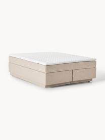 Boxspringbett Enya mit Stauraum, Bezug: 100 % Polyester Der strap, Matratze: 5-Zonen-Taschenfederkern, Webstoff Beige, B 140 x L 200 cm, Härtegrad H2