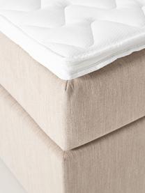 Boxspringbett Enya mit Stauraum, Bezug: 100 % Polyester Der strap, Matratze: 5-Zonen-Taschenfederkern, Webstoff Beige, B 140 x L 200 cm, Härtegrad H2