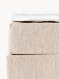 Boxspringbett Enya mit Stauraum, Bezug: 100 % Polyester Der strap, Matratze: 5-Zonen-Taschenfederkern, Webstoff Beige, B 140 x L 200 cm, Härtegrad H2