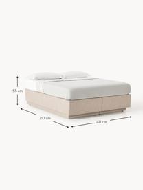 Boxspringbett Enya mit Stauraum, Bezug: 100 % Polyester Der strap, Matratze: 5-Zonen-Taschenfederkern, Webstoff Beige, B 140 x L 200 cm, Härtegrad H2