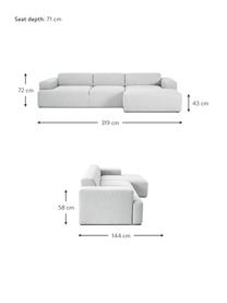 Ecksofa Melva (4-Sitzer) in Hellgrau, Bezug: Polyester Der hochwertige, Gestell: Massives Kiefernholz, Spa, Füße: Kiefernholz, Webstoff Hellgrau, B 319 x T 144 cm