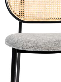 Chaise rembourrée avec cannage Spike, Gris, noir, beige, larg. 46 x prof. 58 cm