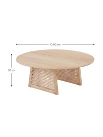 Runder Couchtisch Retro mit Wiener Geflecht, Wiener Geflecht: Rattan, Sunkai Holz, Ø 80 x H 30 cm