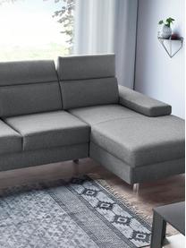 Sofa narożna z funkcją spania Espace, Tapicerka: 100% aksamit poliestrowy, Nogi: metal lakierowany, Szary, matowy, S 257 x G 182 cm