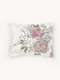 Baumwollsatin-Kopfkissenbezug Margot mit Blumen-Print, Webart: Satin Fadendichte 210 TC,, Off-White, Hellbeige, B 40 x L 80 cm