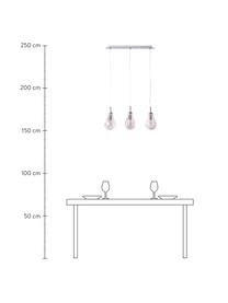 Pendelleuchte Drops aus Glas, Lampenschirm: Glas, Baldachin: Metall, Transparent, Chrom, 61 x 24 cm