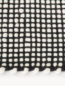 Handgeweven wollen vloerkleed Amaro, Bovenzijde: 100 % wol, Onderzijde: 100 % katoen Bij wollen v, Zwart, crèmewit, B 200 x L 300 cm (maat L)