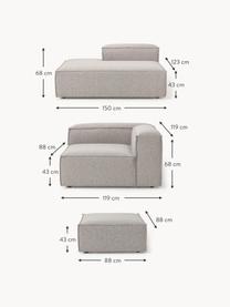 Chaise longue componibile XL in bouclé Lennon, Rivestimento: bouclé (100% poliestere) , Struttura: legno di pino massiccio, , Piedini: plastica Questo prodotto , Bouclé taupe, Larg. 357 x Prof. 119 cm, schienale a destra