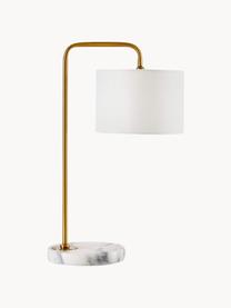 Tischlampe Montreal mit Marmorfuß, Lampenschirm: Textil, Lampenfuß: Marmor, Gestell: Metall, galvanisiert, Goldfarben, Weiß, marmoriert, B 32 x H 49 cm