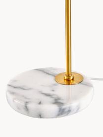 Tafellamp Montreal met marmeren voet, Lampenkap: textiel, Lampvoet: marmer, Frame: gegalvaniseerd metaal, Goudkleurig, wit, gemarmerd, B 32 x H 49 cm