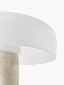 Lampe à poser avec pied en travertin Carla, Blanc, beige, travertin, Ø 32 x haut. 39 cm