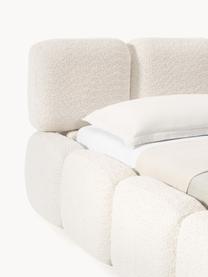 Čalouněná postel z plyšového bouclé Tayla, Tlumeně bílá, Š 140 cm, D 200 cm