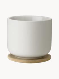 Mug avec couvercle/sous-verre Theo, Blanc cassé, Ø 8 x haut. 8 cm, 200 ml
