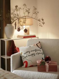 Kissenhülle Happy Always mit winterlichem Schriftzug, 100 % Baumwolle, Bunt, B 45 x L 45 cm