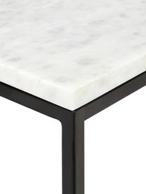 Tavolino grande da salotto con piano in marmo Alys, Struttura: metallo verniciato a polv, Bianco marmorizzato, nero, Larg. 120 x Prof. 75 cm