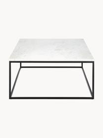 Großer Marmor-Couchtisch Alys, Tischplatte: Marmor, Gestell: Metall, pulverbeschichtet, Weiß marmoriert, Schwarz, B 120 x T 75 cm