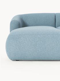 Sofa modułowa Bouclé Sofia, Tapicerka: Bouclé (100% poliester) D, Stelaż: drewno świerkowe, płyta w, Nogi: tworzywo sztuczne Ten pro, Niebieski Bouclé, S 404 x G 231 cm, prawostronna