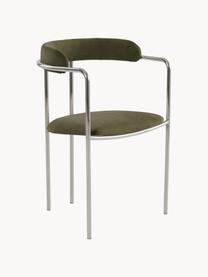 Gestoffeerde stoel Maryland, Bekleding: 100% polyester Met 30.000, Frame: gepoedercoat metaal, Geweven stof groen, B 54 x D 49 cm