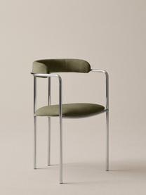 Krzesło tapicerowane Maryland, Tapicerka: 100% poliester Dzięki tka, Stelaż: metal malowany proszkowo, Zielona tkanina, S 54 x G 49 cm