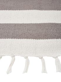 Passatoia in cotone a righe color grigio/bianco tessuta a mano Blocker, 100% cotone, Grigio, Larg. 70 x Lung. 250 cm