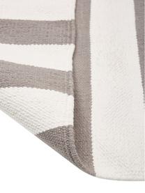 Gestreepte katoenen loper Blocker in grijs/wit, handgeweven, 100% katoen, Grijs, B 70 x L 250 cm