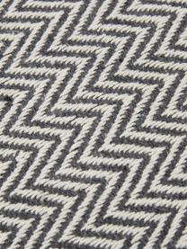 Plaid gris coton motif à chevron Zig, 100 % coton, Gris, larg. 130 x long. 170 cm