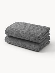 Asciugamano in cotone in varie misure Audrina, Grigio scuro, Telo bagno, larg. 70 x lung. 140 cm