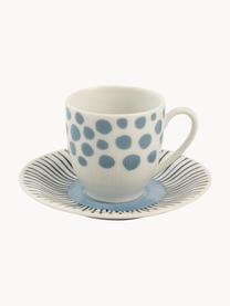 Tasses à expresso avec sous-tasses Marea, 6 élém., Porcelaine, Tons bleus, jaunes et verts, Ø 6 x haut. 6 cm, 90 ml