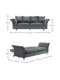 Sofa rozkładana z aksamitu z funkcją przechowywania Lola (3-osobowa), Nogi: drewno, Ciemny szary, S 245 x G 95 cm