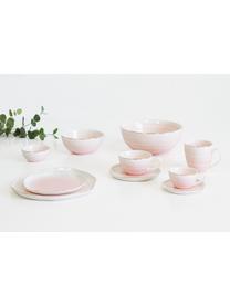 Handgemaakte dinerborden Bella met goudkleurige rand, 2 stuks, Porselein, Roze, Ø 26 x H 3 cm