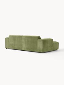 Cord-Ecksofa Melva (3-Sitzer), Bezug: Cord (92 % Polyester, 8 %, Gestell: Massives Kiefernholz, Spa, Cord Olivgrün, B 238 x T 143 cm, Eckteil links